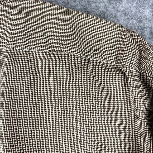 Vintage Polo Ralph Lauren Douglas Tab Shirt Mens 17 35 Brown Houndstooth 80s 90s